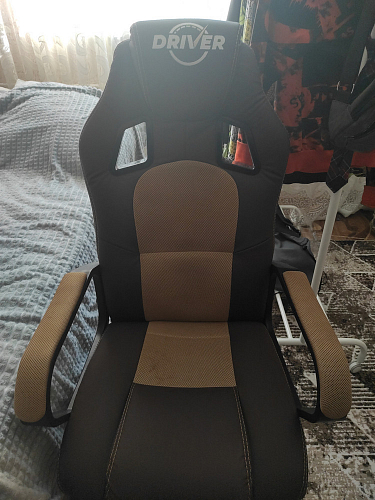 Компьютерное кресло Driver/Драйвер кожзам черный / ткань черный фото покупателя 60