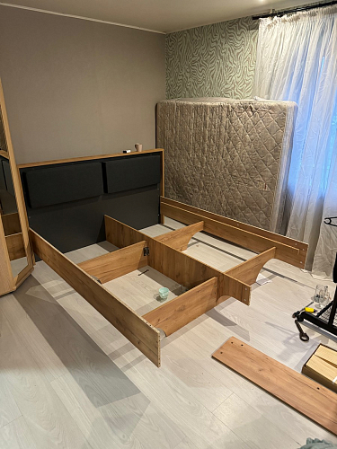 Двуспальная кровать Клауд 160х200 парящая дуб крафт золотой / антрацит фото покупателя 442