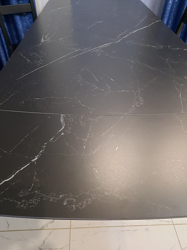 Керамический стол Готланд 160(220)х90х79 белый мрамор / черный фото покупателя 13