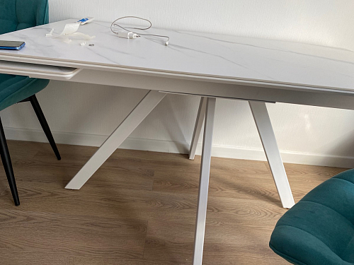 Керамический стол Вилли 140(200)х80 carmen light grey / черный фото покупателя 67