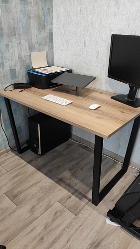 Стеклянный стол Фостер 120(160)х120х76 серый мрамор / черный фото покупателя 4