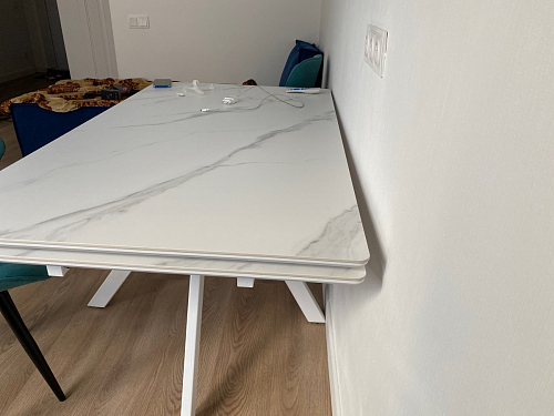 Керамический стол Вилли 140(200)х80 белый мрамор snow white / черный фото покупателя 66