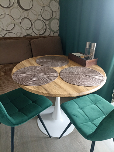 Стол Тулип 80х73 мрамор черный / белый фото покупателя 30