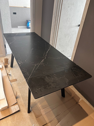 Керамический стол Норман 140(200)х80 серый мрамор larka grey / черный фото покупателя 25