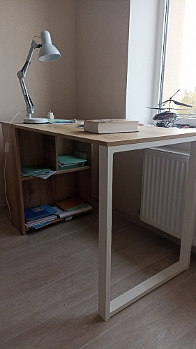 Письменный стол Битти Лофт 116х60х75 дуб вотан / белый матовый фото покупателя 104