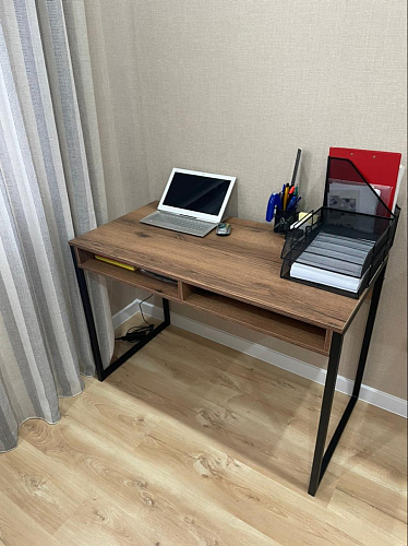 Письменный стол Леон Лофт черный матовый / дуб вотан фото покупателя 143