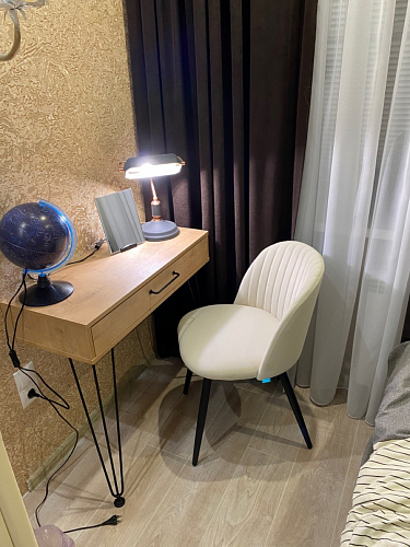 Стул на металлокаркасе Gabi 1 light blue / black / gold фото покупателя 218