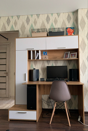 Письменный стол Лайт 03.243 дуб золотой (craft) / белый премиум фото покупателя 63