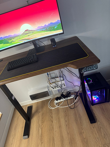 Компьютерный стол Маркос с механизмом подъема 140х80х75 белый / вотан дуб фото покупателя 53