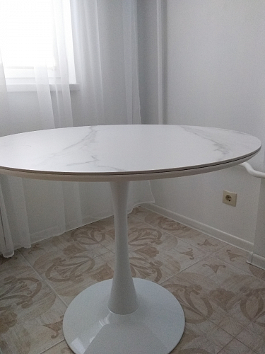 Стол Тулип 90х73 белый мрамор / золото фото покупателя 9