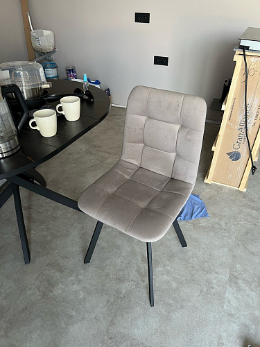 Стул на металлокаркасе Чилли К светло-серый велюр / черный каркас фото покупателя 279