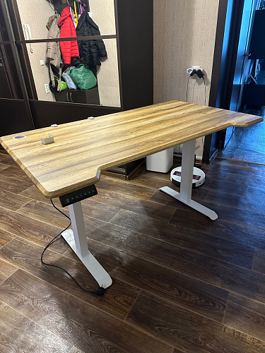 Компьютерный стол Маркос с механизмом подъема 120х75х75 черный / кантри орех фото покупателя 33