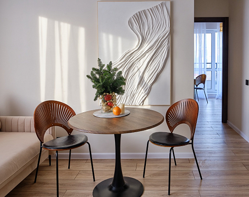 Стол Тулип 80х73 мрамор черный / белый фото покупателя 102