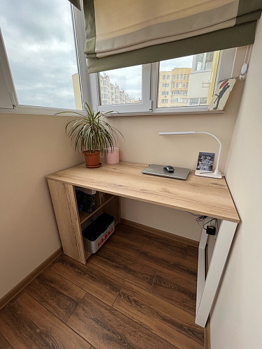 Письменный стол Битти Лофт 116х60х75 дуб делано светлый / белый матовый фото покупателя 107