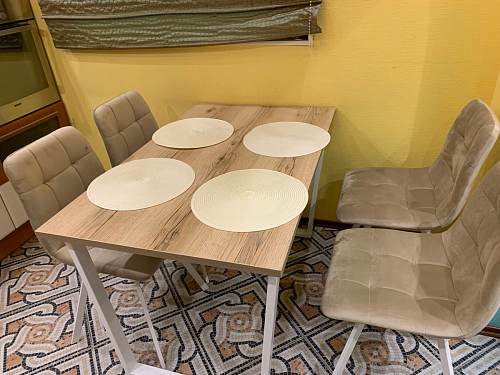 Деревянный стол Барон О 160 х 90 белая пленка шагрень / черный фото покупателя 55