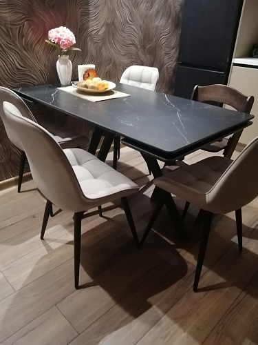 Керамический стол Вилли 140(200)х80 серый мрамор larka grey / черный фото покупателя 54