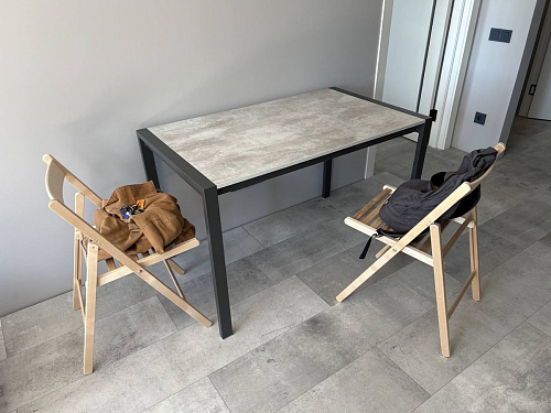 Стол Центавр 120(160)х70х75 файерстоун / черный матовый фото покупателя 7