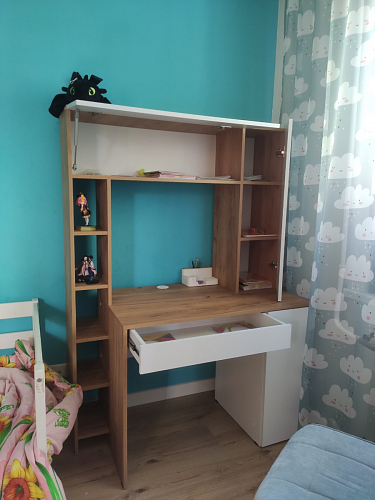 Письменный стол Комфорт 12.71 дуб золотой craft / белая аляска фото покупателя 26