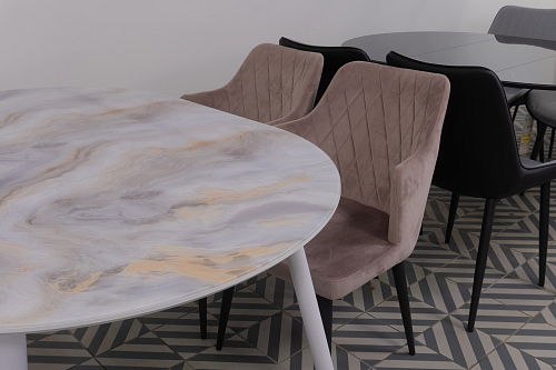 Стеклянный стол Кловис кианит / белый из шоурума 1