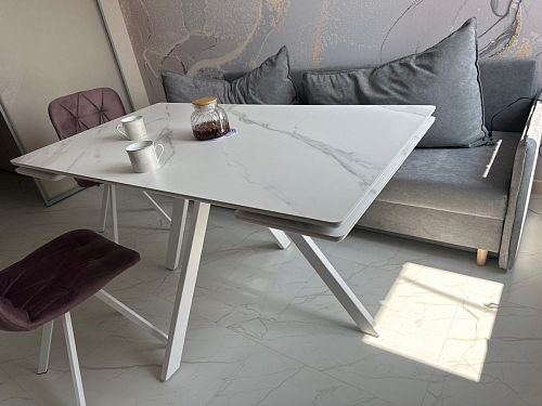 Керамический стол Вилли 140(200)х80 серый мрамор larka grey / черный фото покупателя 72