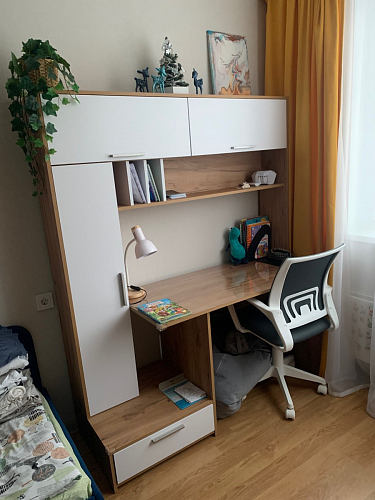 Письменный стол Лайт 03.243 дуб золотой (craft) / белый премиум фото покупателя 144