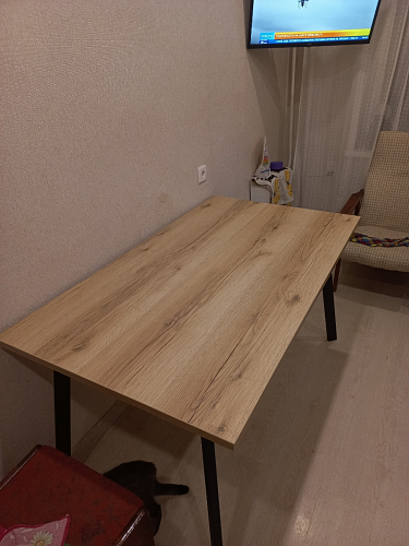 Стол Тринити Лофт 120 32 мм дуб галифакс табако / черный матовый фото покупателя 58