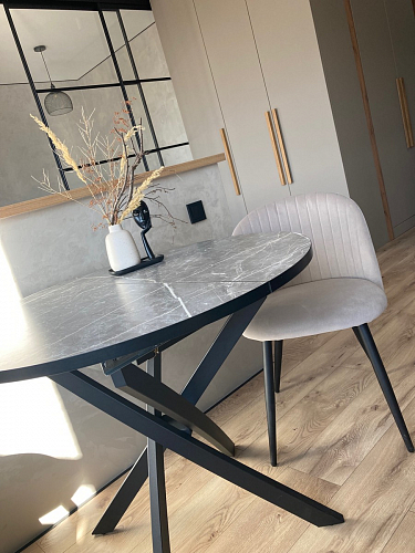 Стул на металлокаркасе Gabi 1 light blue / black / gold фото покупателя 236