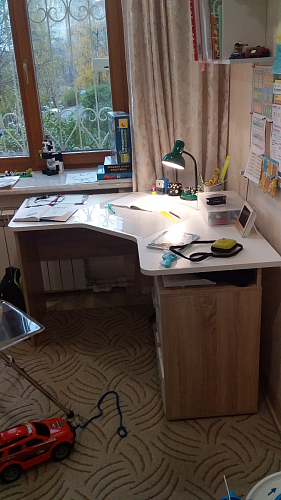 Компьютерный стол Лайт-2 120 см угловой дуб сонома / белый фото покупателя 4