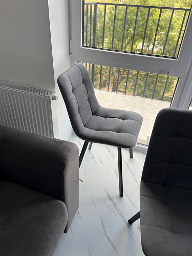 Стул на металлокаркасе Чилли К светло-серый велюр / черный каркас фото покупателя 369