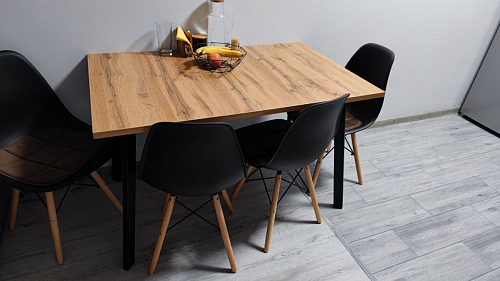 Стол Тринити Лофт 120 32 мм дуб галифакс табако / черный матовый фото покупателя 490