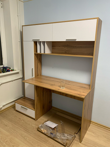 Письменный стол Лайт 03.243 дуб золотой (craft) / белый премиум фото покупателя 18