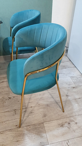 Стул на металлокаркасе Kamelia зеленый / золото фото покупателя 80