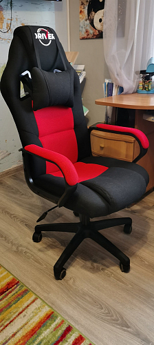 Компьютерное кресло Driver/Драйвер кожзам черный / ткань синий фото покупателя 75