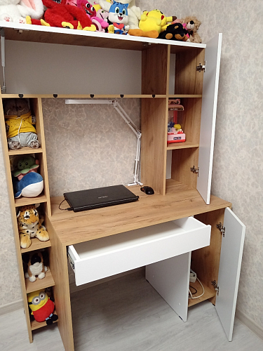 Письменный стол Комфорт 12.71 дуб золотой craft / белая аляска  - Уцененный экземпляр фото покупателя 141