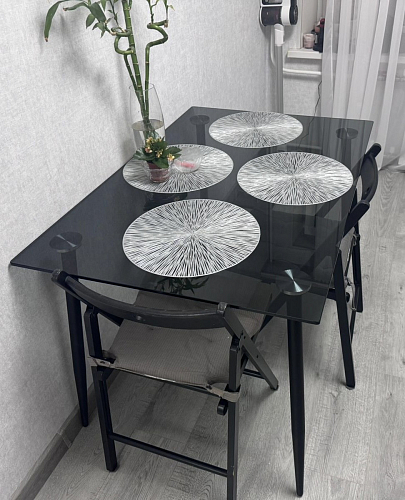 Стеклянный стол Smoke 120х80х75 clear gray / black фото покупателя 1