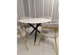Стеклянный стол Rock 80х75 white / gold из шоурума 7