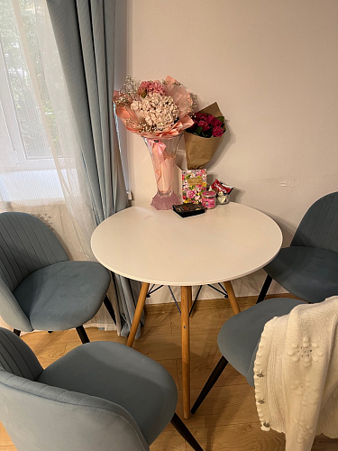 Стул на металлокаркасе Gabi 1 light blue / black / gold фото покупателя 128