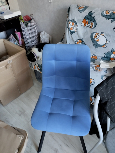 Стул на металлокаркасе Чилли К светло-серый велюр / черный каркас фото покупателя 694