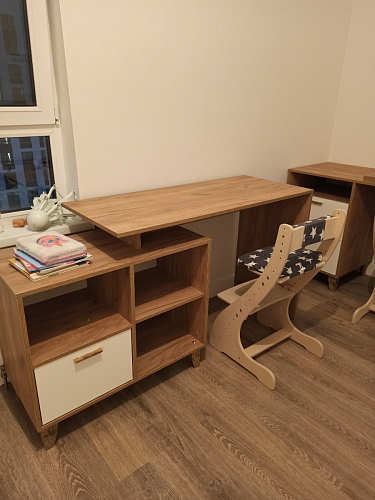 Письменный стол Эго Ст-2 на ножках дуб крафт золотой / камень темный фото покупателя 5