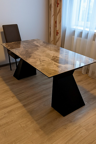 Стеклянный стол Денхольм 240(290)х100х75 каталония / черный фото покупателя 1