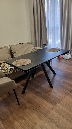 Керамический стол Вилли 140(200)х80 carmen light grey / черный фото покупателя 49