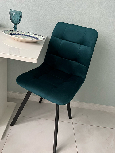 Стул на металлокаркасе Чилли синяя ткань / белый фото покупателя 404