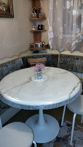 Стол Тулип 80х73 мрамор черный / белый фото покупателя 120