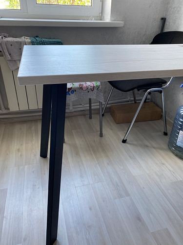 Деревянный стол Барон О 200 х 90 белая пленка шагрень / черный фото покупателя 22