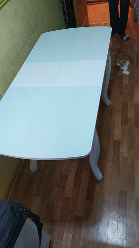 Стеклянный стол Бриллиант белый фото покупателя 4