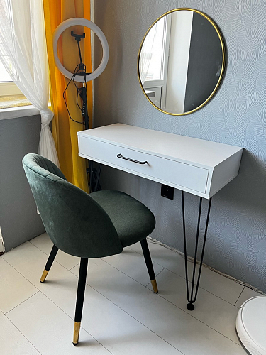 Стул на металлокаркасе Gabi 1 light blue / black / gold фото покупателя 11