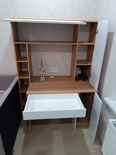 Письменный стол Комфорт 12.71 дуб золотой craft / белая аляска  - Уцененный экземпляр фото покупателя 69