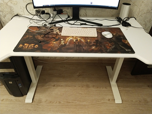 Компьютерный стол Маркос с механизмом подъема 140х80х75 белый / вотан дуб фото покупателя 17