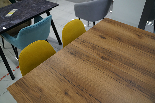 Деревянный стол Колон Лофт 120(160) х 75 черный матовый / бетон из шоурума 2