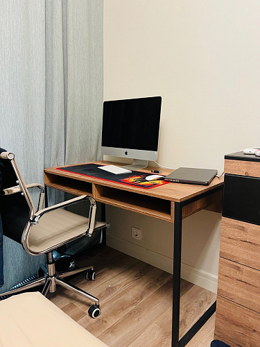 Письменный стол Леон Лофт черный матовый / дуб вотан фото покупателя 125